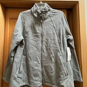 NWT Athleta Stroll Fleece Full Zip Jacket Gray Twill 1X